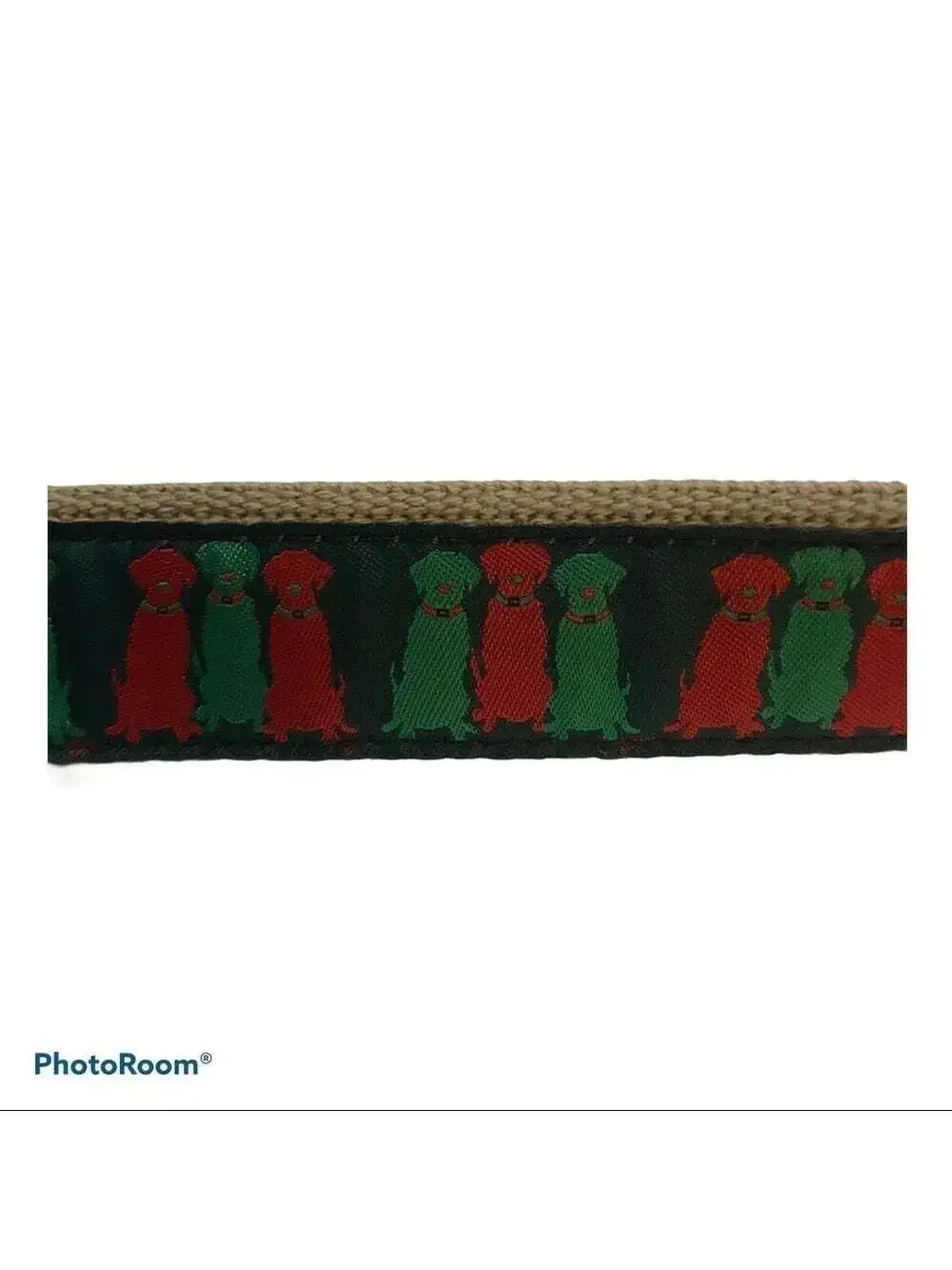 The Belted Cow Three Wise Labs Dog Belt Red Green Leather Trim Preppycore